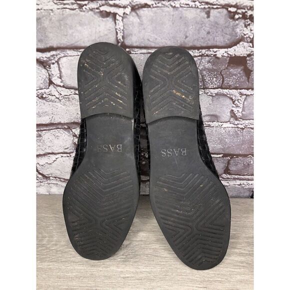 BASS Regina Black Leather Weaves Woven Basket weave Loafers Women Sz 10M US/41EU - Picture 11 of 16